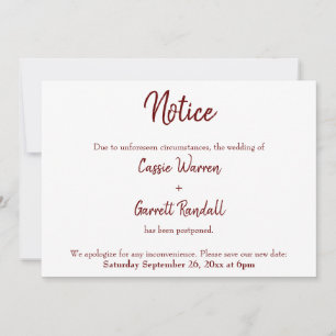 Avis Burgundy Reporté Faire-part Mariage