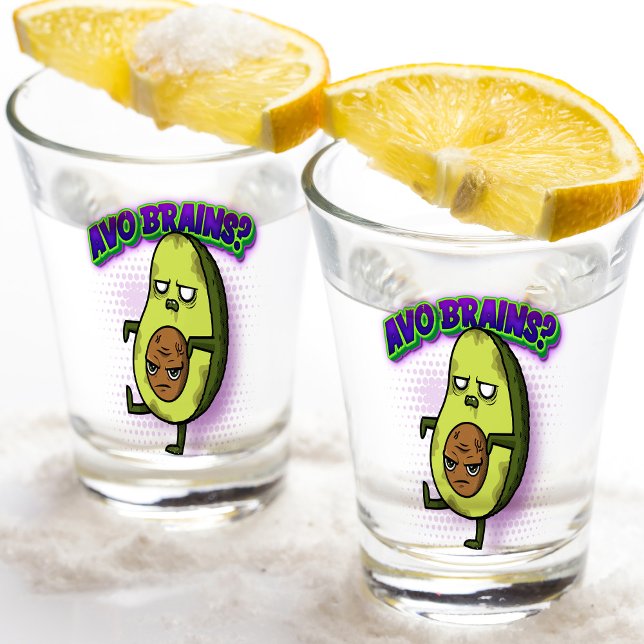 Avo Brains Zombie Avocado Shot Glass ( In a future far away, mutant avocados turned into zombies in a hipster apocalypse.)