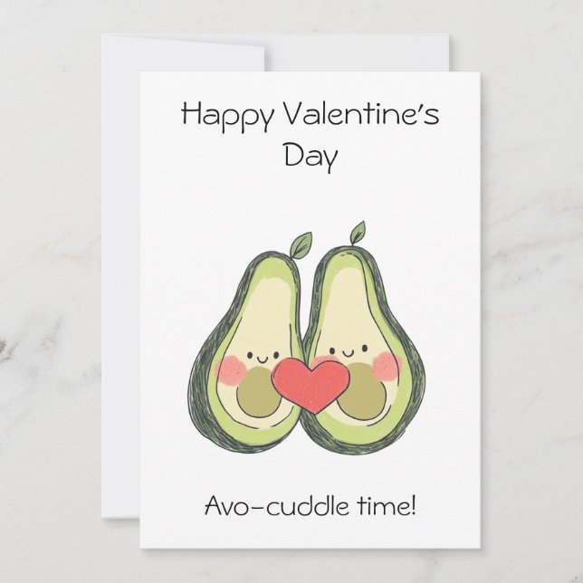 Avo-Cuddle Time ! – Jolie carte de la Saint-Valent (Devant)