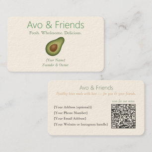 Avo & Friends   Avocado Logo Healthy Food  -  Business Card