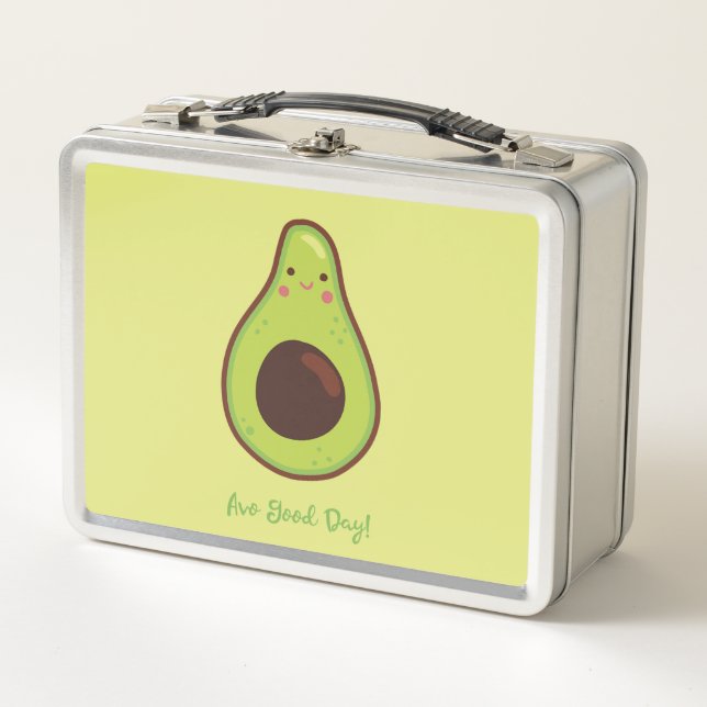 Avo Good Day Punny Avocado Personalized  Metal Lunch Box (Front)