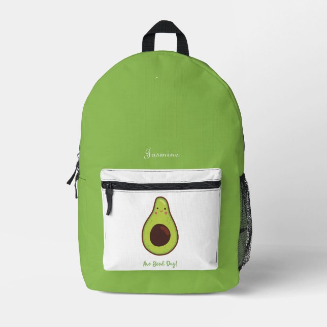 Avo Good Day Punny Avocado Personalized  Printed Backpack (Front)