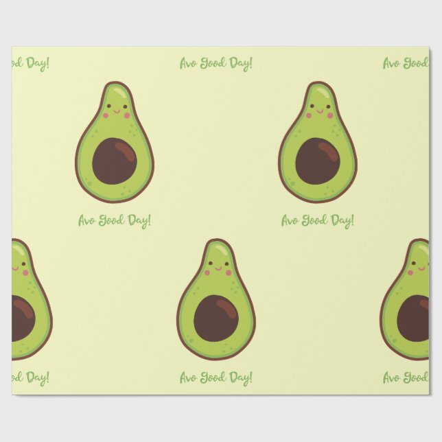 Avo Good Day Punny Avocado  Wrapping Paper (Flat)
