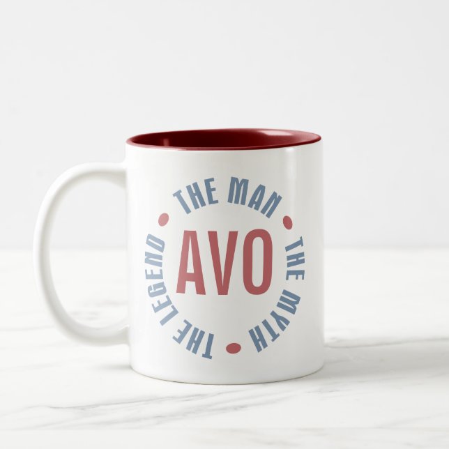 Avo Man Myth Legend Customizable Two-Tone Coffee Mug (Left)