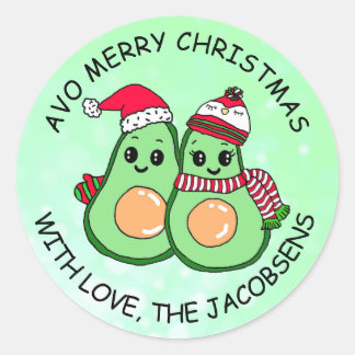 Avo Merry Christmas Avocado Humour Holiday Classic Round Sticker