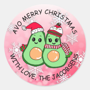Avo Merry Christmas Avocado Humour Holiday Classic Round Sticker