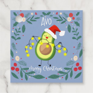 Avo merry christmas avocado lights note card favour tags