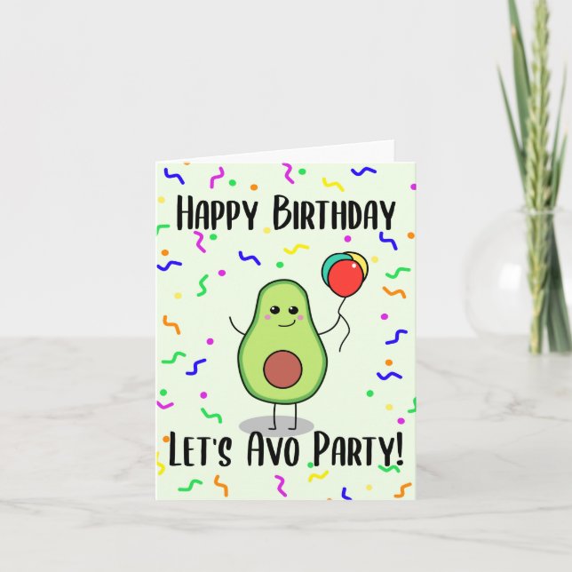 Avo Party - Amusante carte d'anniversaire Avocado (Devant)