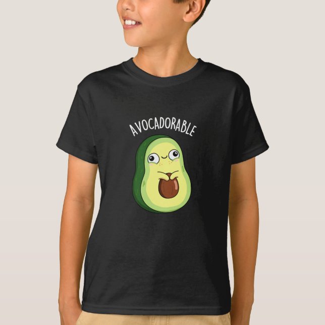 Avoc-adorable Funny Avocado Pun Dark BG T-Shirt (Front)