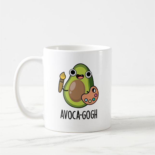 Avoca-gogh Funny Avocado Artist Pun  Coffee Mug (Left)