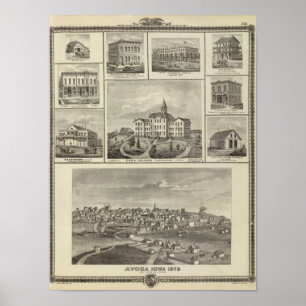 Avoca Penn College, Oskaloosa buildings in Dexter Poster
