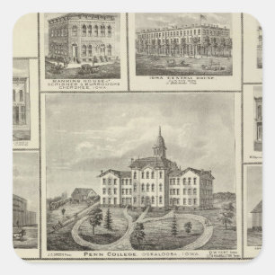Avoca Penn College, Oskaloosa buildings in Dexter Square Sticker