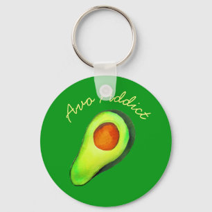 Avocado addict green cute art keychain