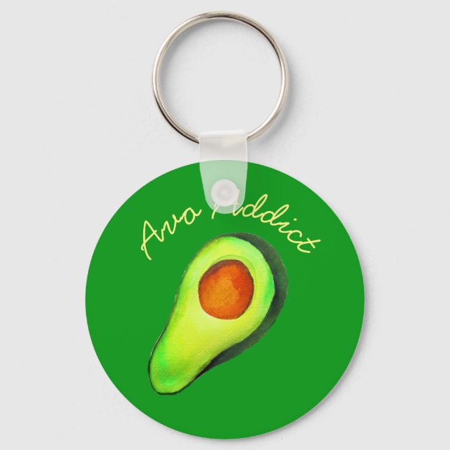 Avocado addict green cute art keychain (Front)