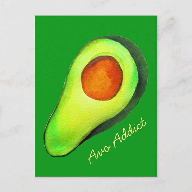 Avocado addict green cute art postcard (Front)