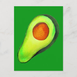 Avocado addict green cute art postcard