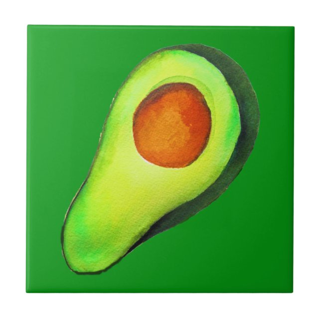 Avocado addict green cute art tile (Front)