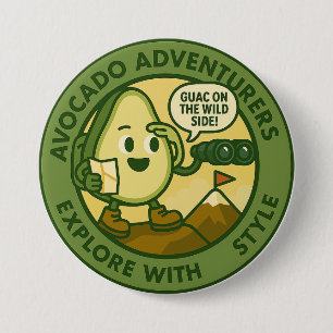 Avocado Adventurers Explore With Style 3 Inch Round Button
