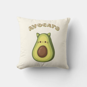 Avocado and Cat Lovers. AVOCATO Throw Pillow