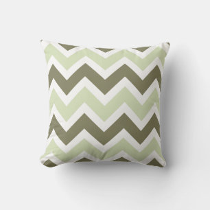 Avocado and Celery Green Chevron Zigzag Pattern Throw Pillow