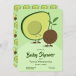 Avocado and Pit Cartoon Character Baby Shower Invitation<br><div class="desc">A baby shower invitation with a green colour scheme. This invitation shows happy avocado and avocado pit characters that are smiling above the baby shower invitation’s words.</div>