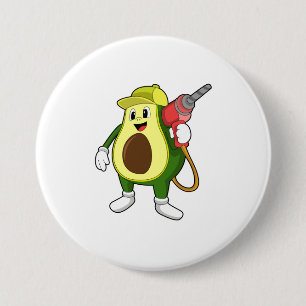Avocado as Craftsman with Drill 3 Inch Round Button