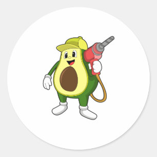 Avocado as Craftsman with Drill Classic Round Sticker