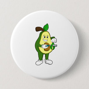 Avocado as Hairdresser with Razor 3 Inch Round Button