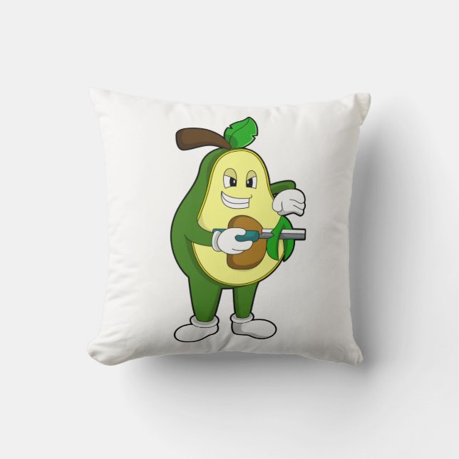 Avocado as Hairdresser with Razor Throw Pillow (Front)