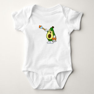 Avocado as Painter with Paint brush Baby Bodysuit
