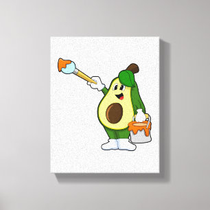 Avocado as Painter with Paint brush Canvas Print