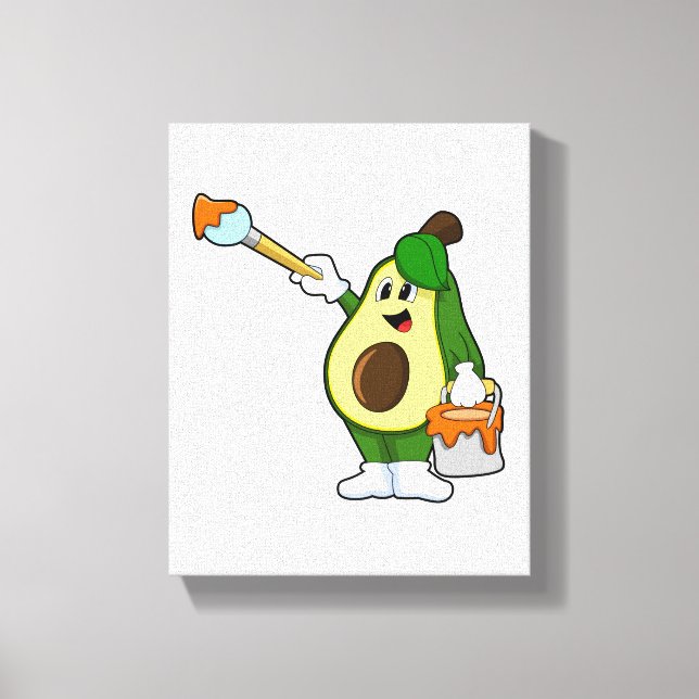 Avocado as Painter with Paint brush Canvas Print (Front)