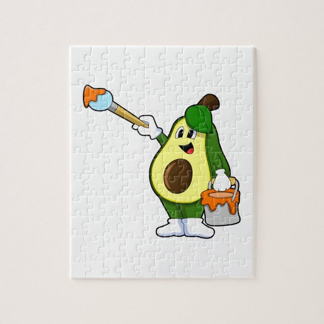 Avocado as Painter with Paint brush Jigsaw Puzzle (Vertical)