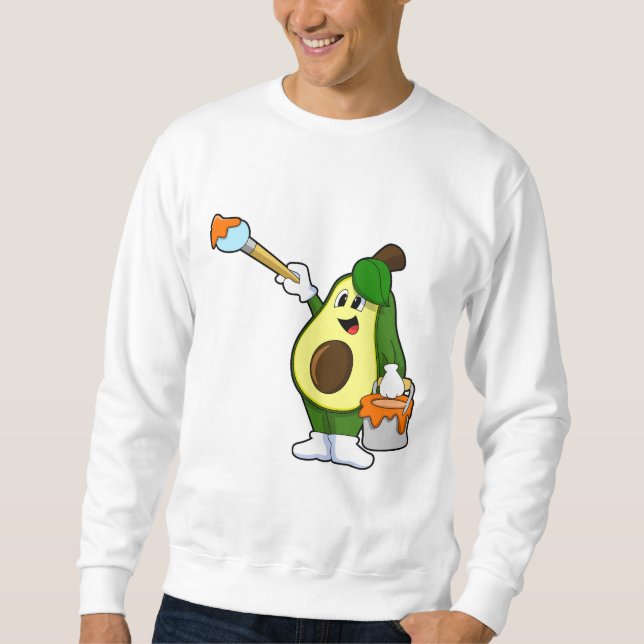 Avocado as Painter with Paint brush Sweatshirt (Front)