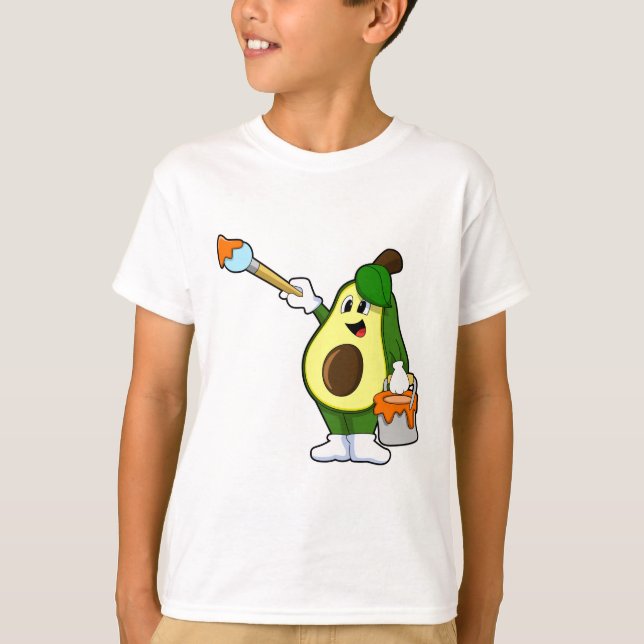 Avocado as Painter with Paint brush T-Shirt (Front)