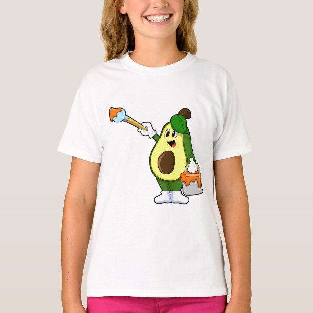Avocado as Painter with Paint brush T-Shirt (Front)