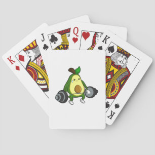 Avocado at Fitness with Barbell Playing Cards