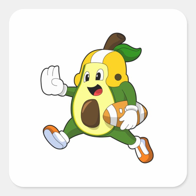 Avocado at Football Sports Square Sticker (Front)