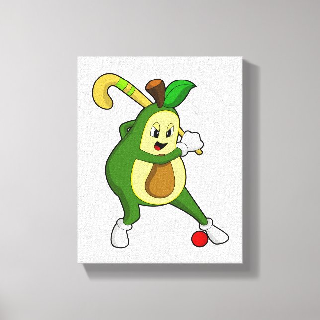 Avocado at Hockey with Hockey bat Canvas Print (Front)