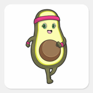 Avocado at Jogging with Headband Square Sticker
