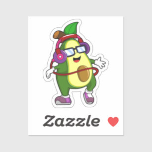 Avocado at Music with Headphone