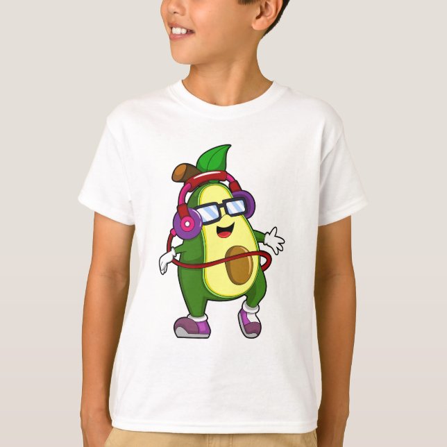 Avocado at Music with Headphone T-Shirt (Front)