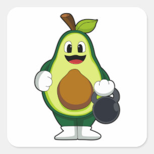 Avocado at Strength training with Dumbbells Square Sticker