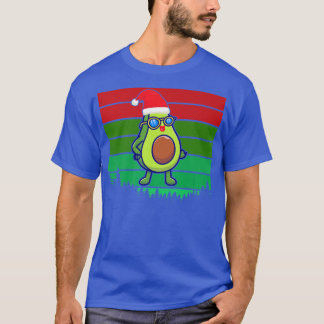 Avocado Avo Merry Christmas Plaid Santa Hat Text V T-Shirt