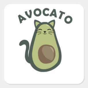 Avocado Avocado Cat Funny Food Green Square Sticker