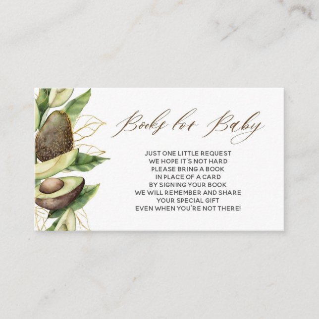 Avocado Baby Shower Books for Baby Card (Front)