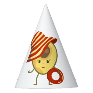 Avocado beach girl with sun hat and swim ring
