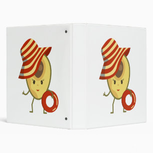 Avocado beach girl with sun hat and swim ring binder