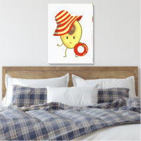 Avocado beach girl with sun hat and swim ring