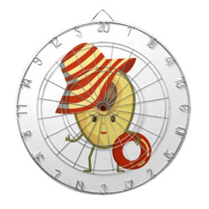 Avocado beach girl with sun hat and swim ring dartboard